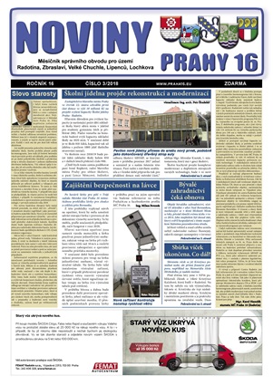 Titulní strana březnového vydání Novin Prahy 16
