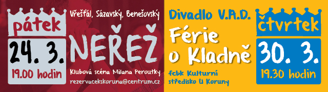Banner Koruna - pozvánka na Neřež a Férie o Kladně