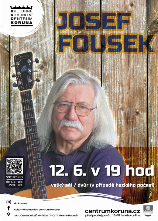 Plakát ke koncertu Josefa Fouska, 12.6.2024